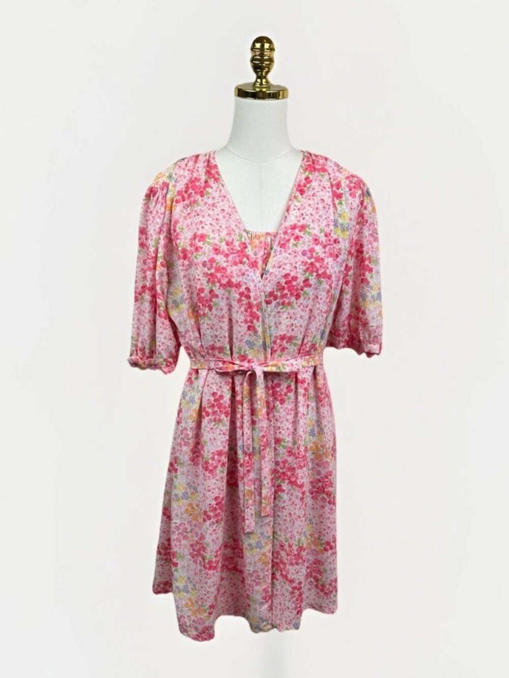 🌸✨ Vintage Oscar de la Renta Pink Label Floral Robe & Matching Gown Set L/XL ✨